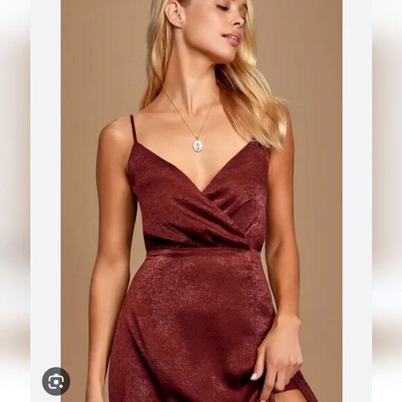 Lulu's front long slit bridesmaid collection special occasions maxi dress - Picture 2 of 16